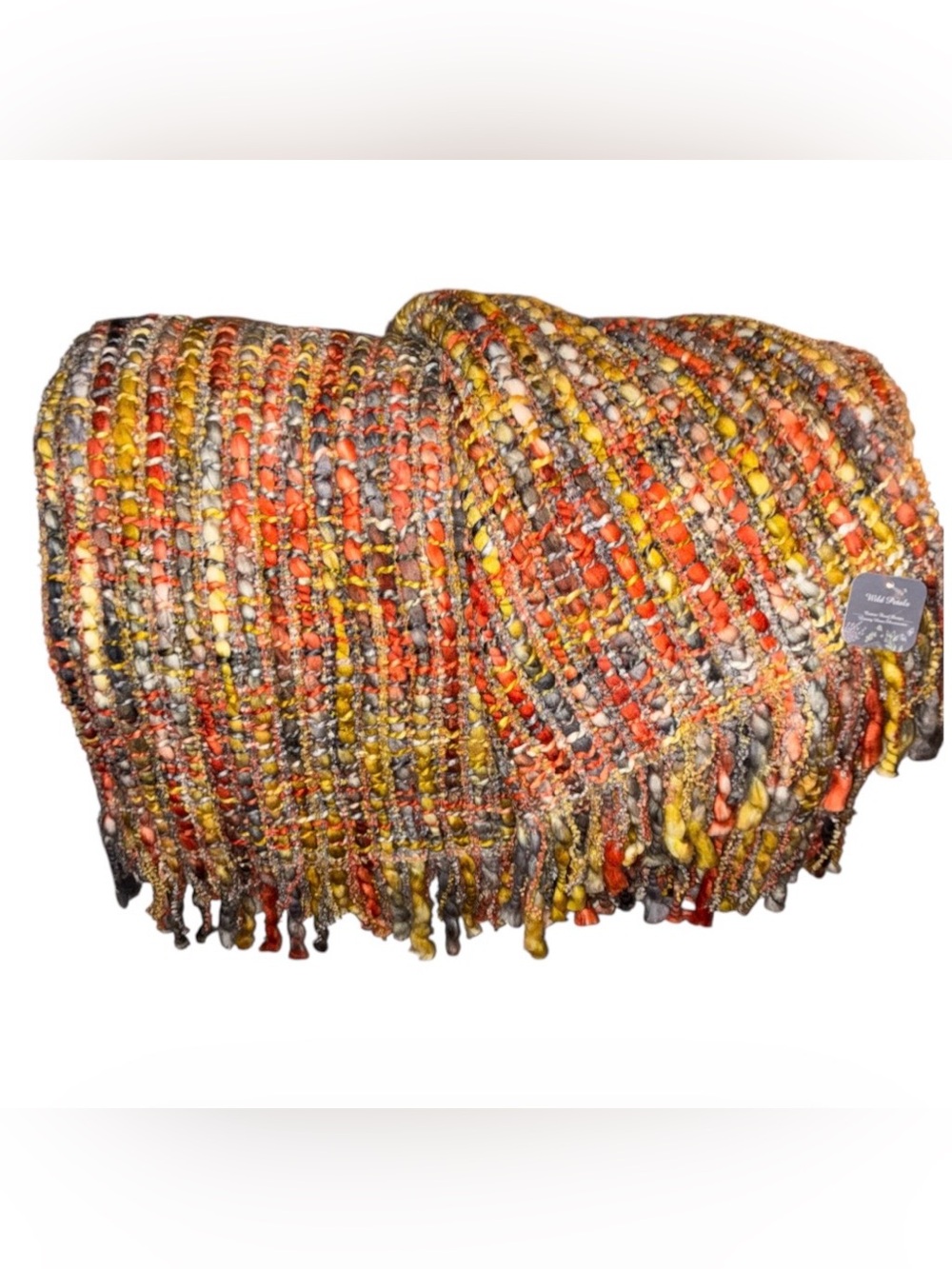NWT Wild Petals Chunky Fringed Throw Fall Colors